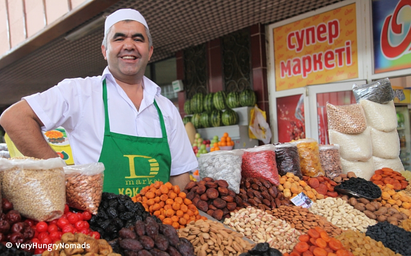 Market seller in Almaty, Kazakhstan - People we meet travelling