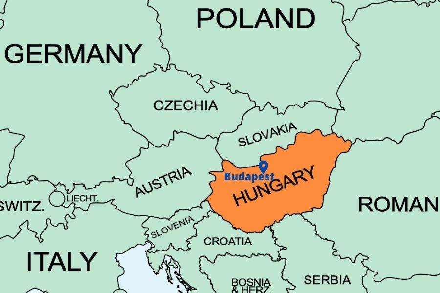 Budapest on the map of Europe