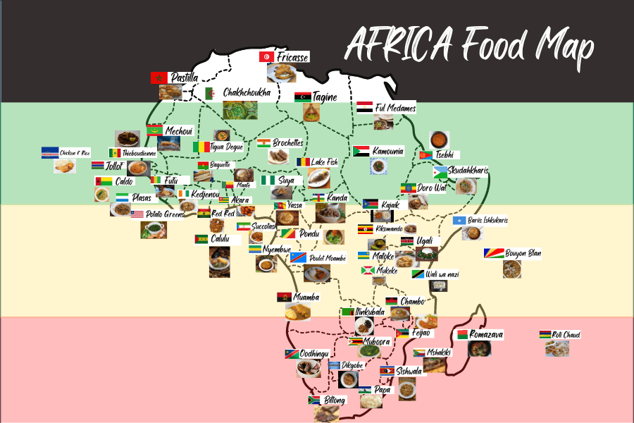 Africa Food Map of 54 African foods