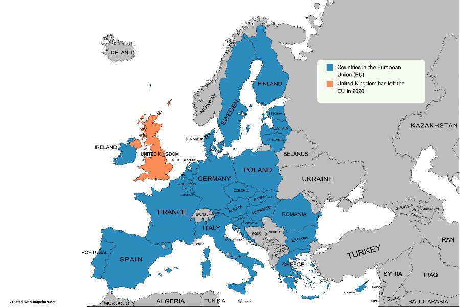 All the Countries in the EU on the map