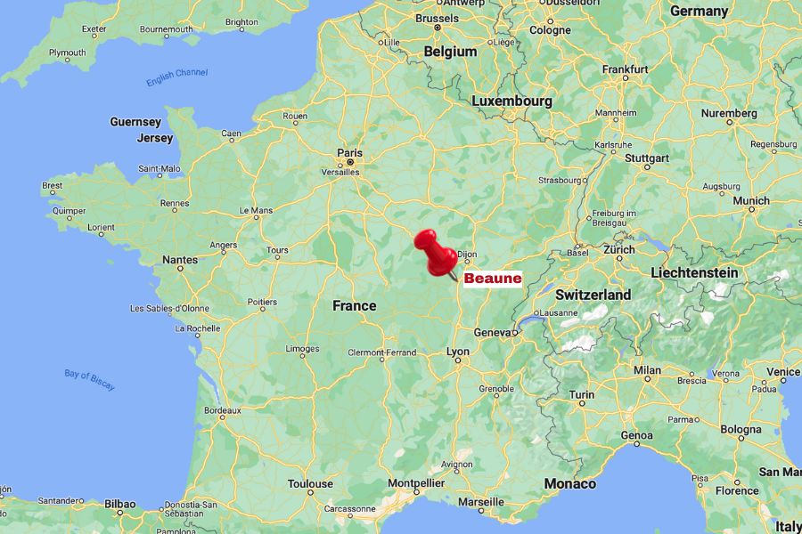 Beaune in Burgundy location on the map of France