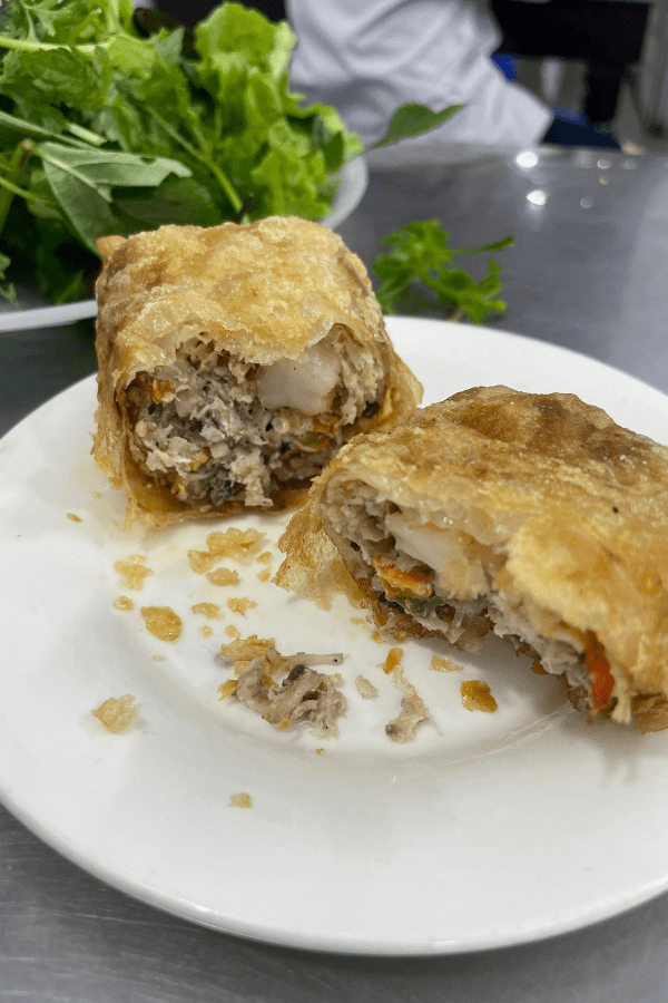Bún chả Hương Liên Seafood Roll inside