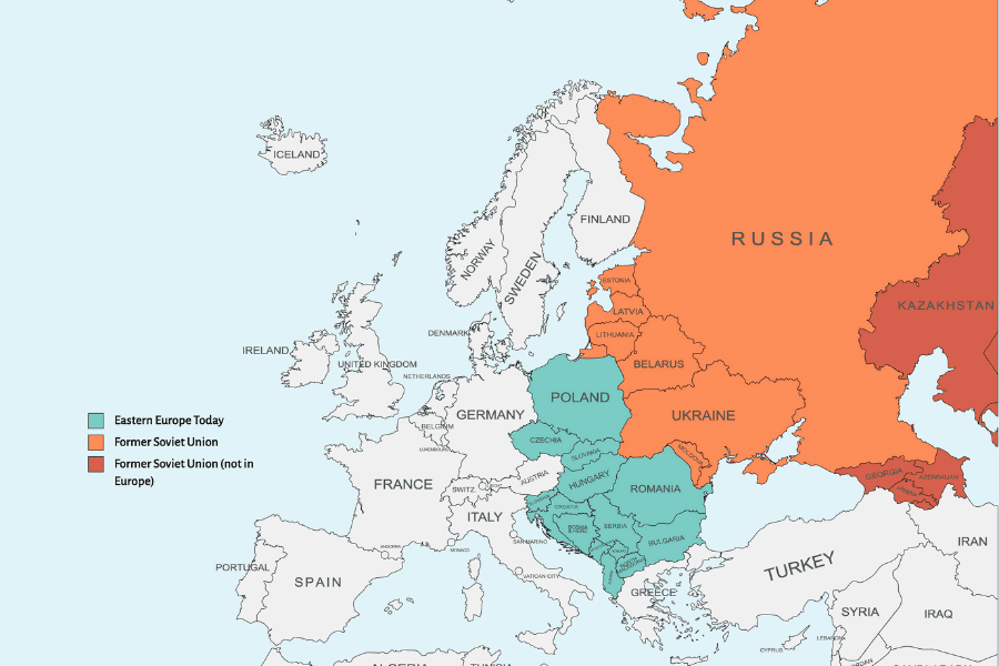 Countries of Eastern Europe that were part of Soviet Union Map