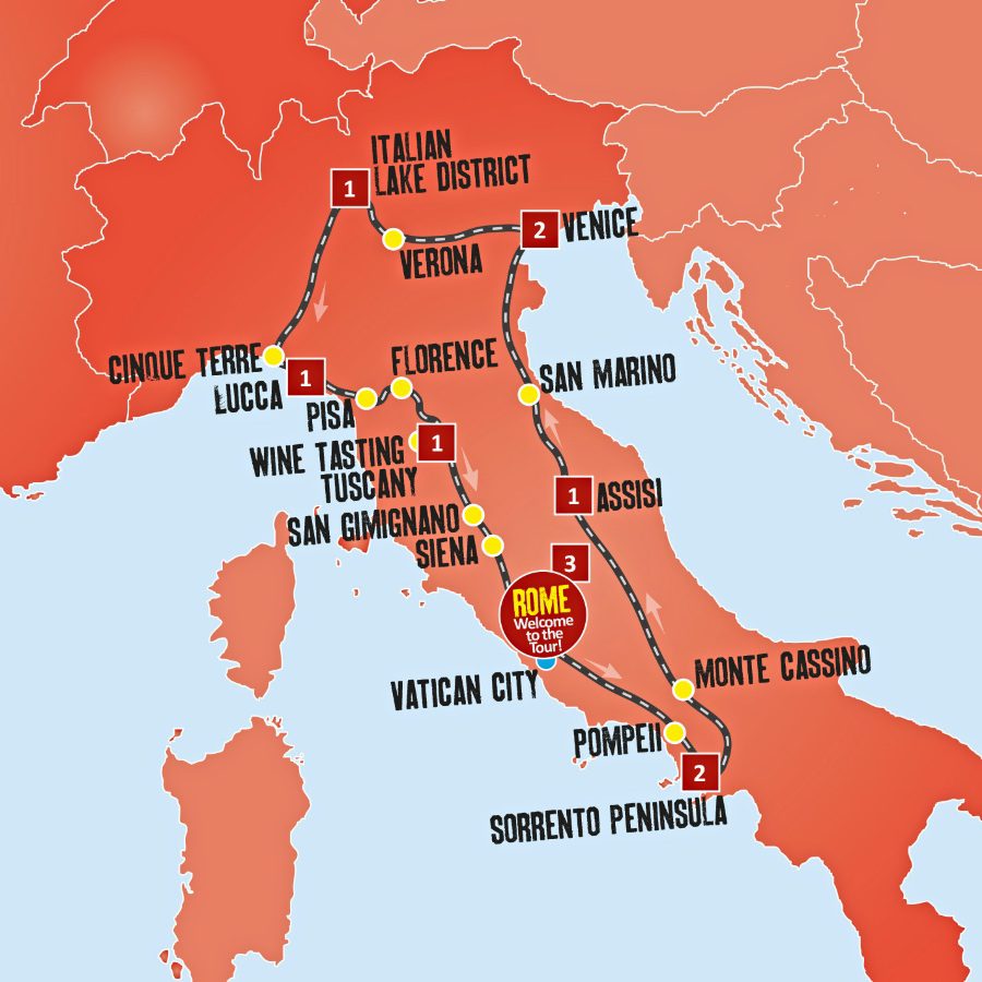 Expat Explore Italy Italian Delights Tour Map