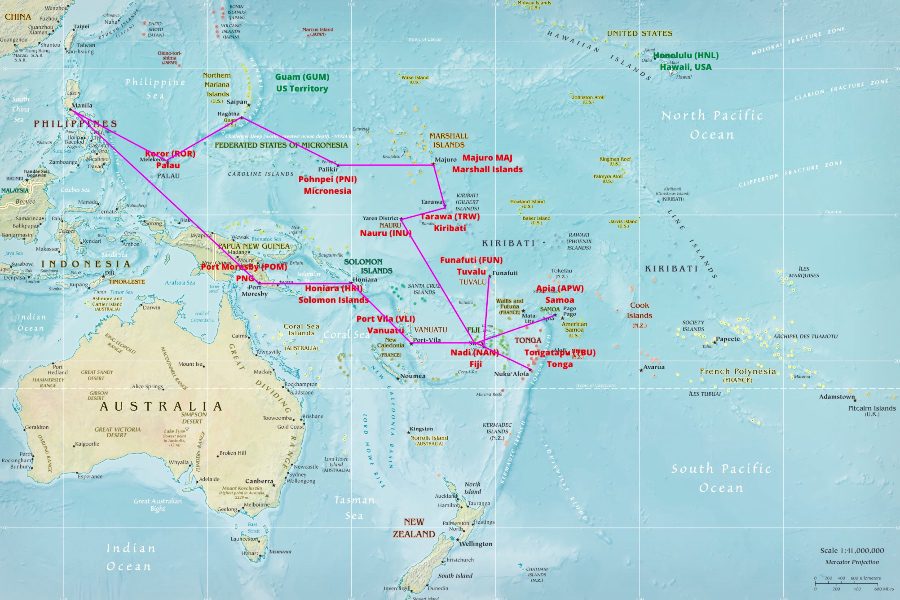 how to visit every country in the pacific Flight Itinerary from Asia Manilla
