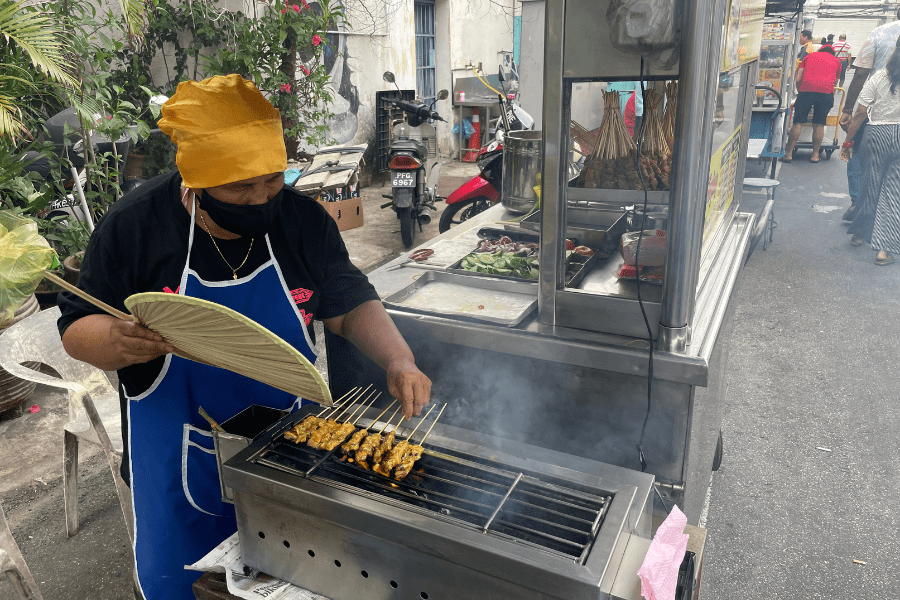 Foods in Penang Satay Stall on Chulia St