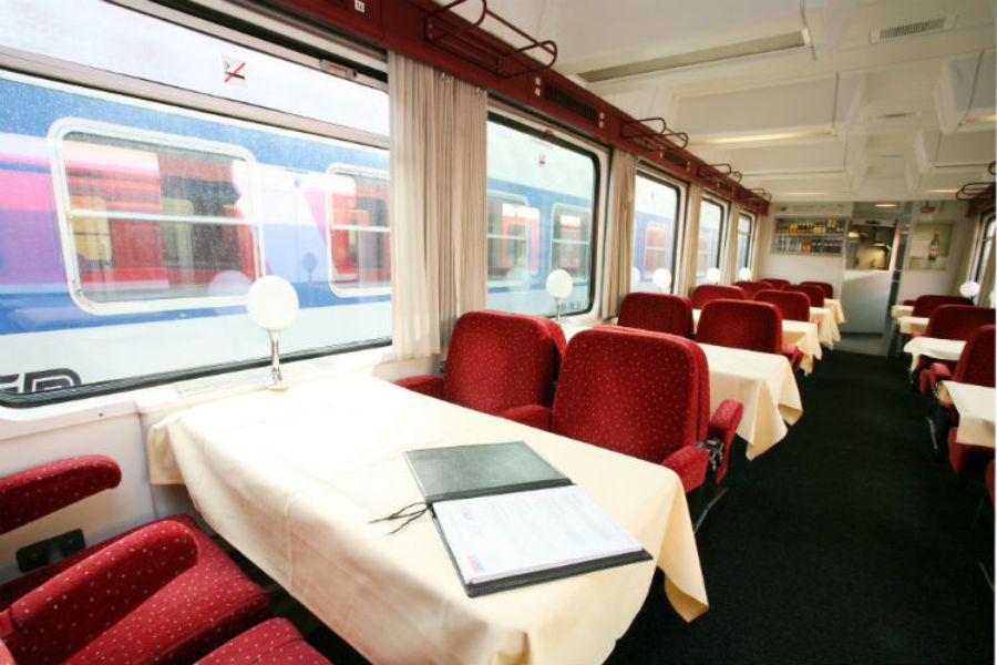 From Prague to Berlin by Train Dinning cart