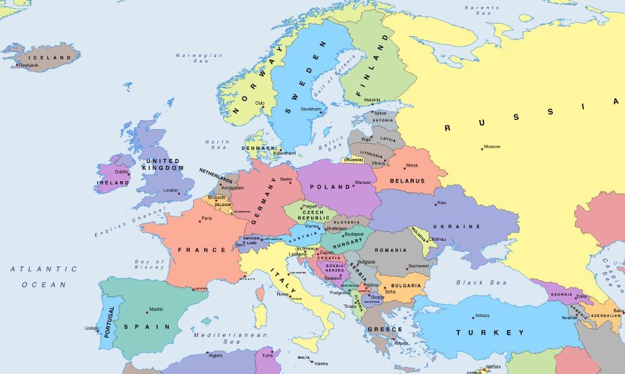How many countries in Europe map how many how many european countries