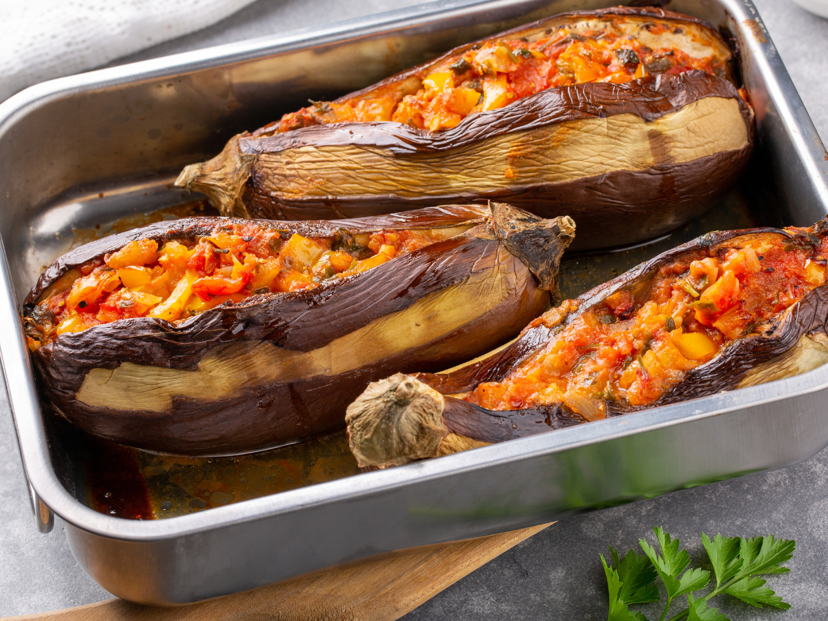 Imam Bayildi stuffed eggplants