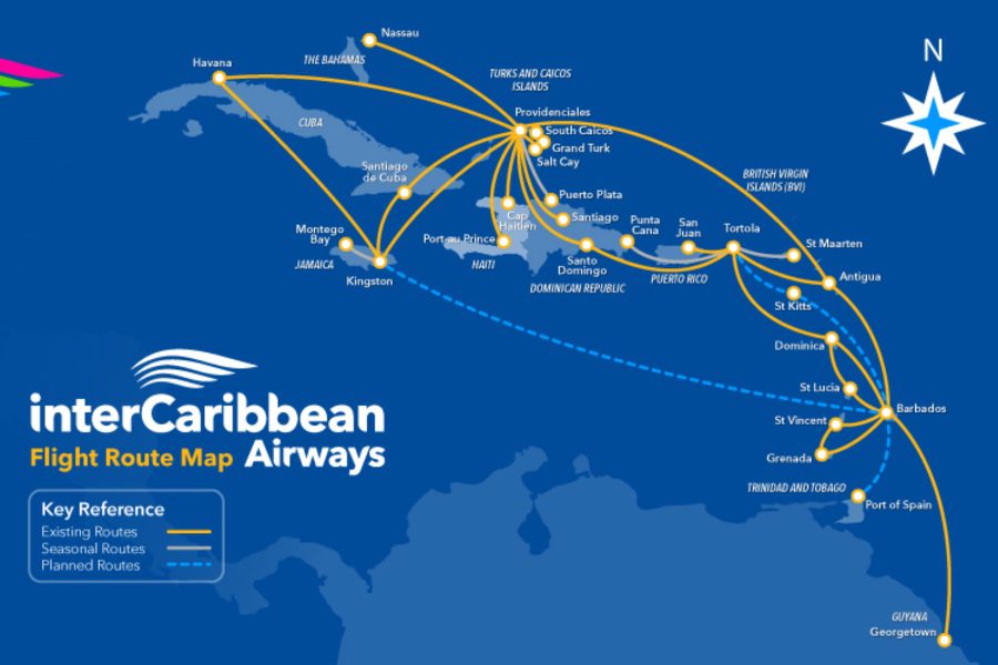 Island Hopping Caribbean - Route Map InterCaribbean Airways Credit_ InterCaribbean Airways