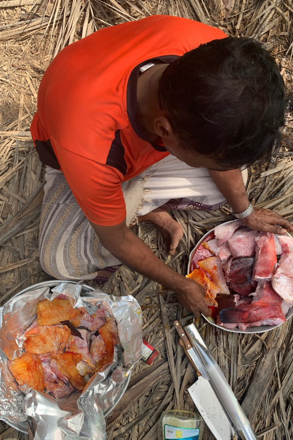 Marinating fish Socotra Yemen