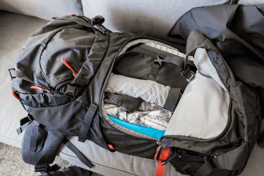 Packing List for Africa clothes in backpack