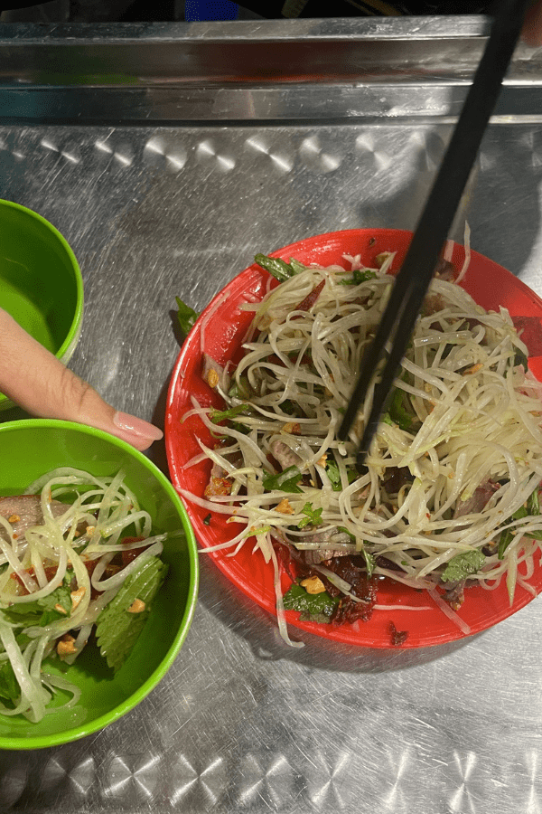 Papaya salad dried beef dish Hanoi