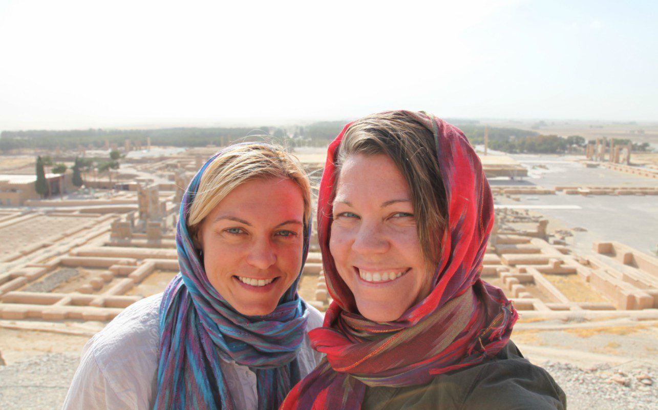 2 women on a trip to visit every country
