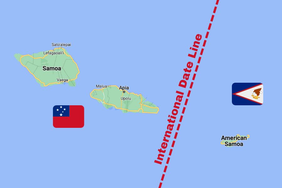 Samoa vs American Samoa Date Line