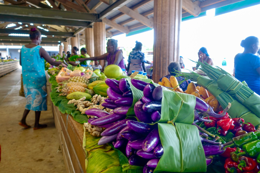 Travel to Solomon Islands - Gizo Market natural materials to wrap vegetables