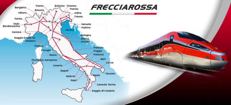 Visit Italy by train - fast trains map