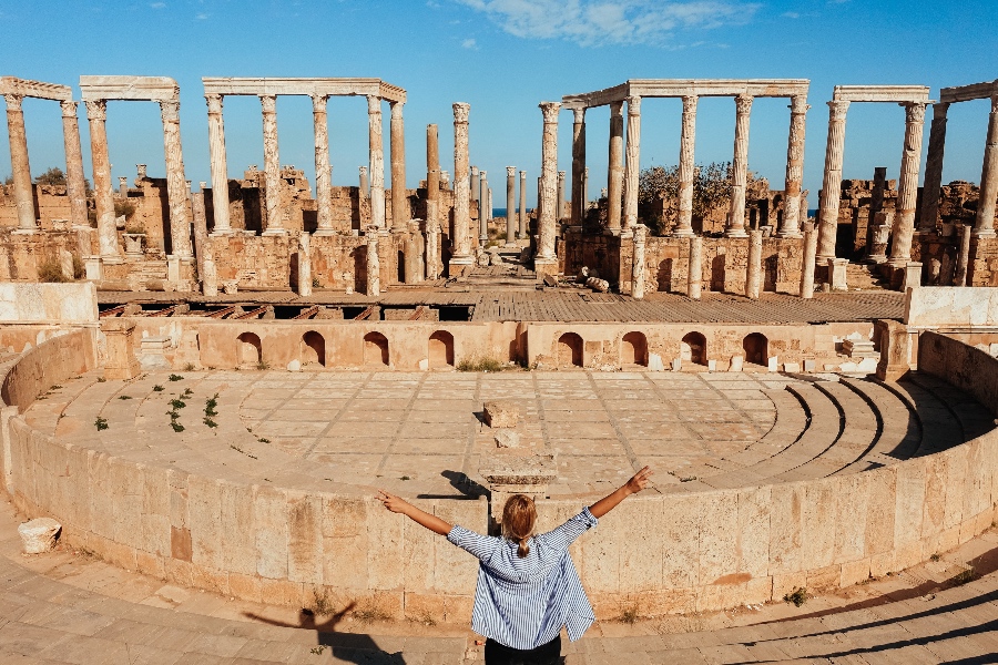 Visiting Libya - Leptis Magna Theatre finally