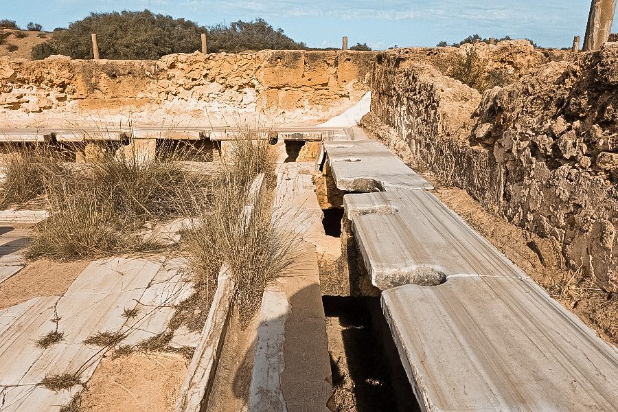 Visiting Libya - Roman latrines at Leptis Magna