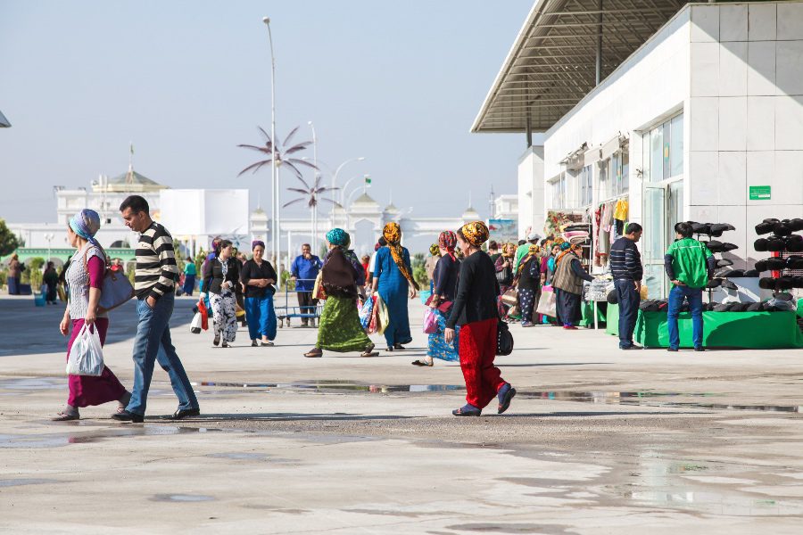 Visiting Turkmenistan - Ashgabat people shopping at the local market