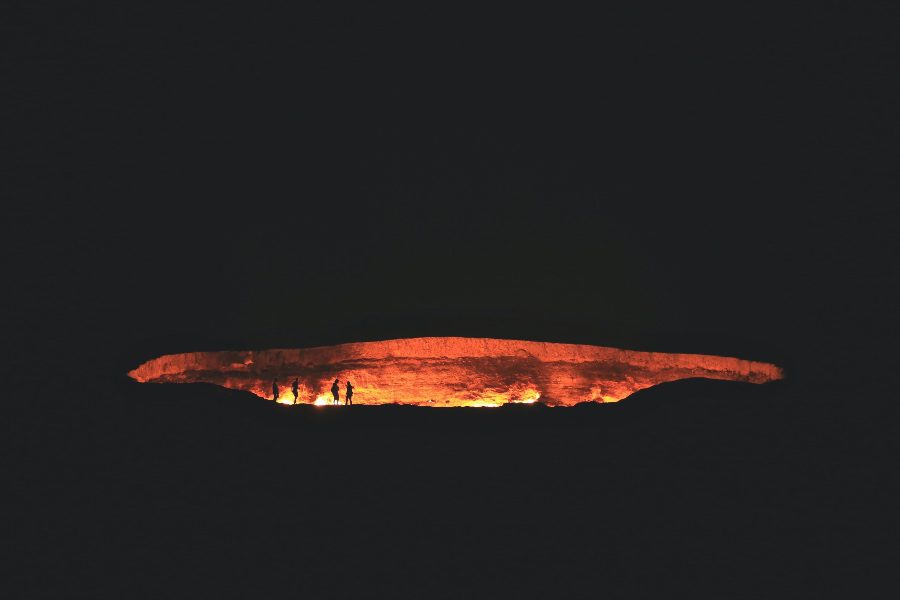 Visiting Turkmenistan - Darvaza Carter at night