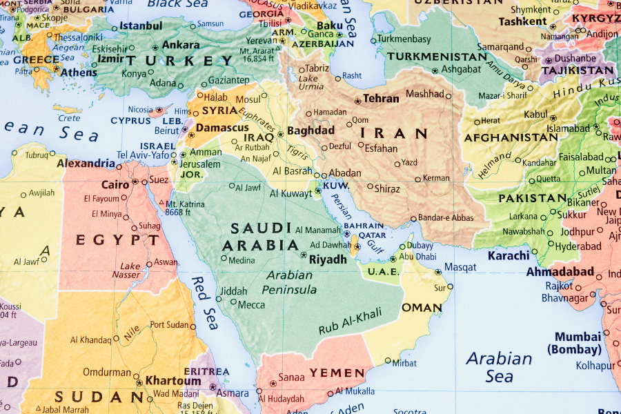Yemen on a map