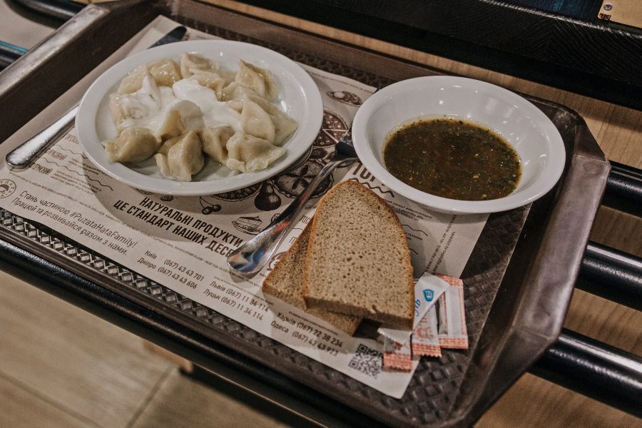 food in ukraine dumplings at canteen
