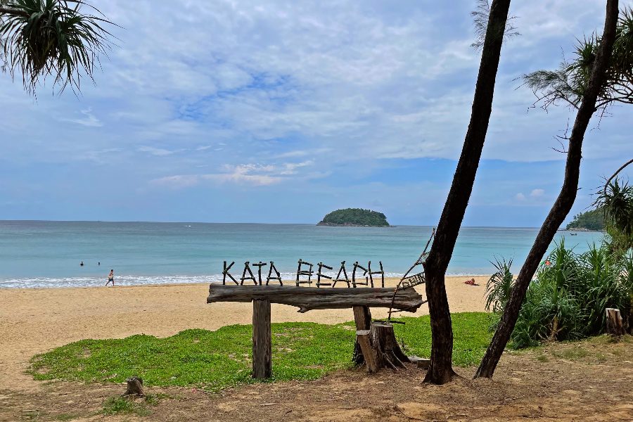 kata beach in phuket sign