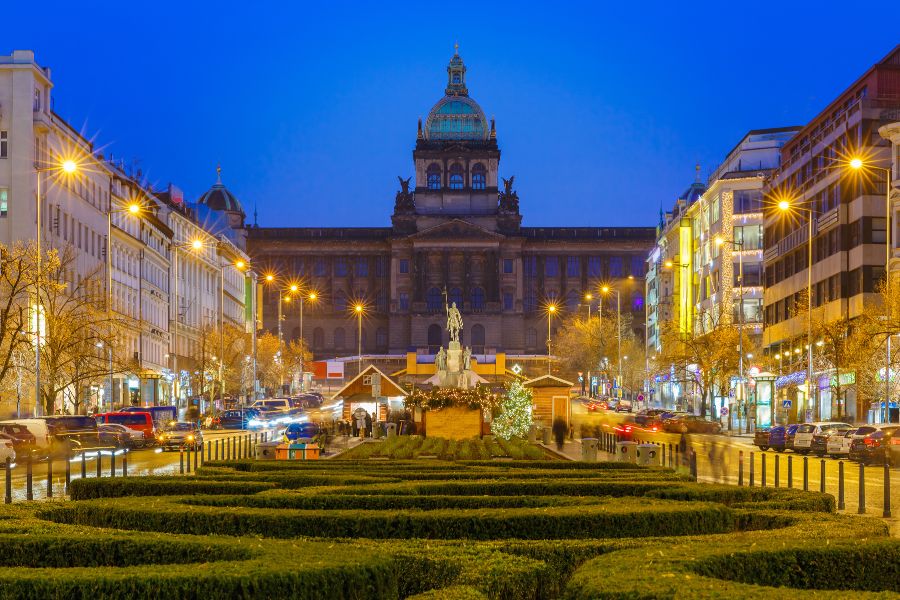 Wenceslas Square at night