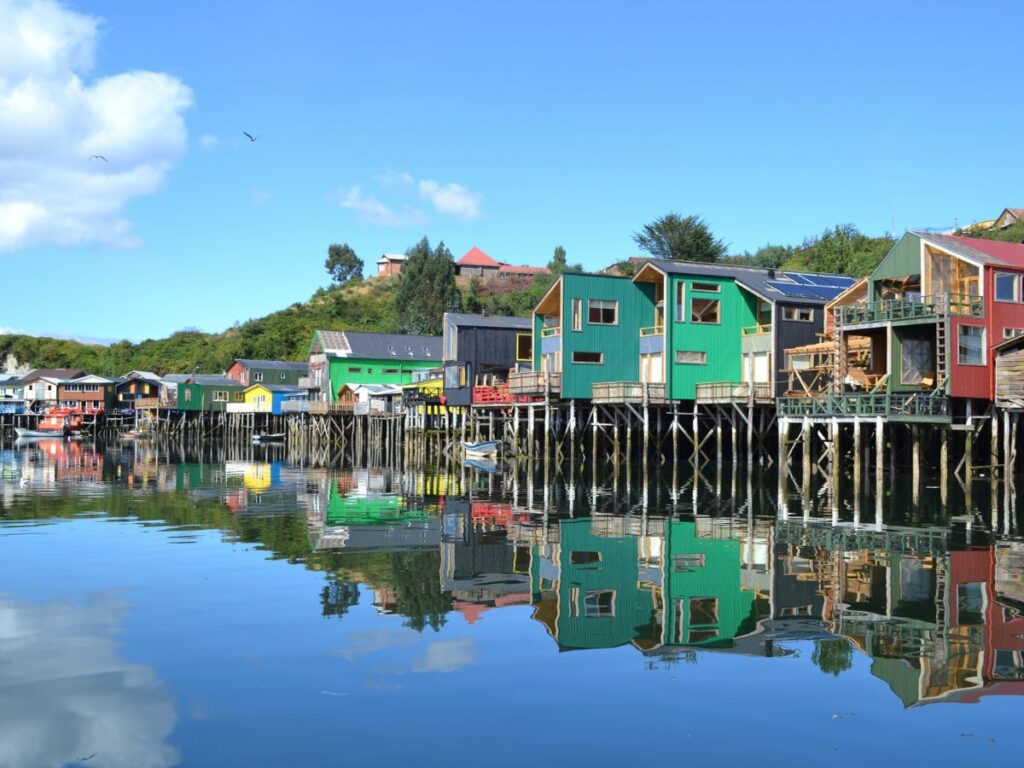 wooded houses at Chiloe island