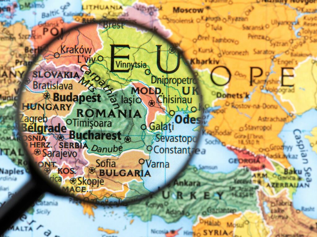 Romania on a map