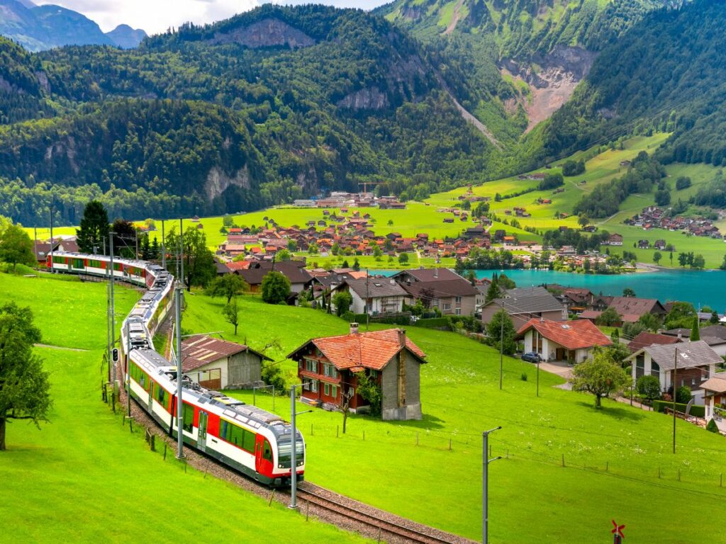 Train Journey through Lungern Switzerland 
