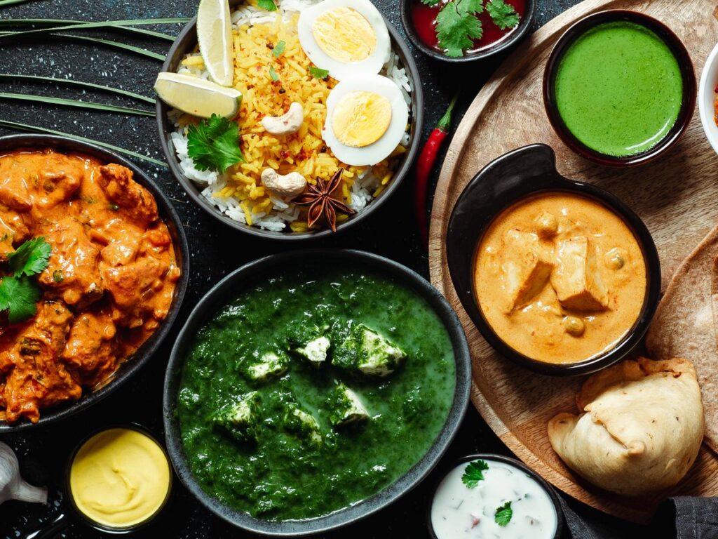 indian cuisine colourful curries