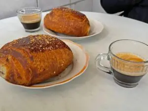 pan au chocolate and coffee in Tunisia