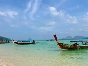 Koh Mook Thailand longtail boats in water