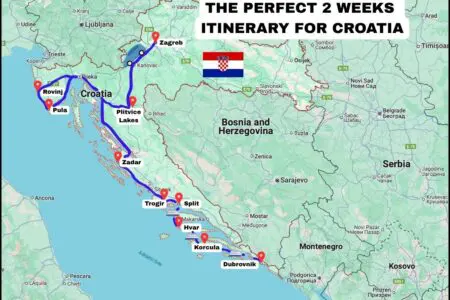 2 weeks itinerary Croatia - Croatia map travel itinerary 14 days in Croatia